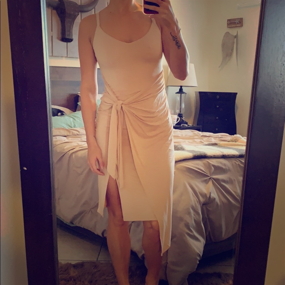 Cream colored knit Marciano wrap dress